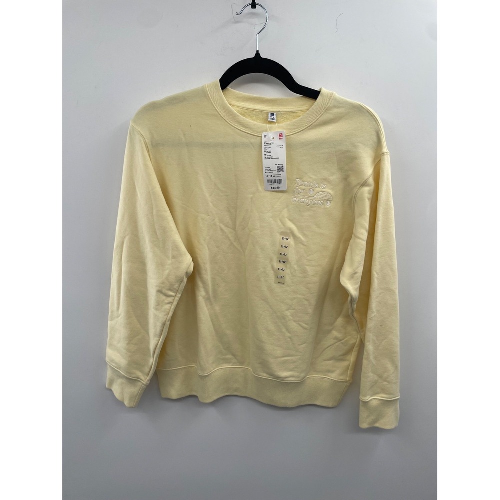 NWT Uniqlo Ultra Stretch Graphic Sweatshirt Kids 11-12 Light Yellow Pullover
